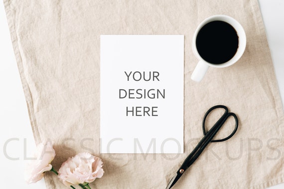 Paper Card Mockup Invitation Wedding Card Styled Stock Photography