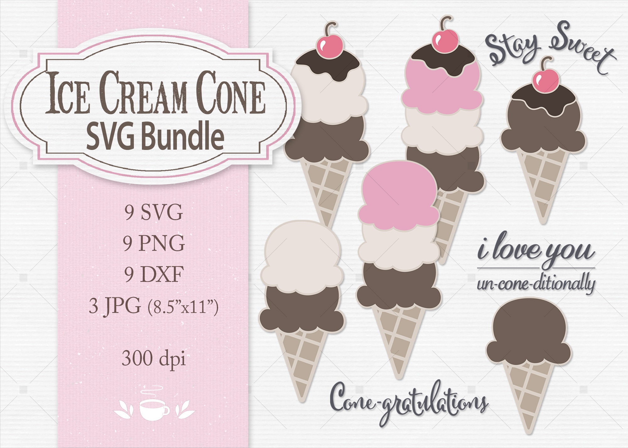 Ice Cream Cone SVG DXF PNG Clipart Jpg Print & Cut Sheets - Etsy