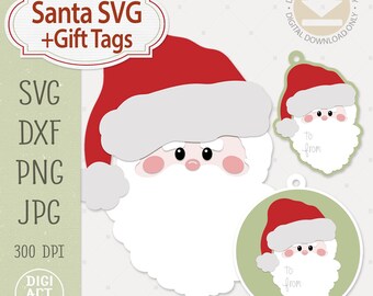 Kerstman gesneden SVG-bestanden: kerstclipart, cadeaukaartjes (digitale download)