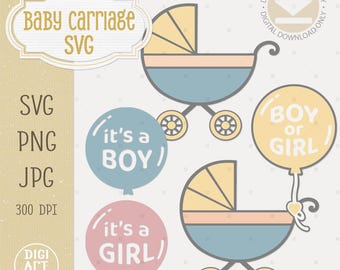 Baby Carriage SVG: Stroller & Balloon Clipart (Digital Download)