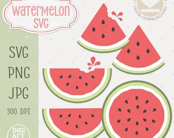 Wassermelone SVG Clipart: Layered Cut Datei, PNG (digitaler Download)