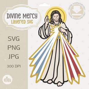 Divina Misericordia SVG: Archivos de corte católicos en capas, imágenes prediseñadas de arte católico (descarga digital)