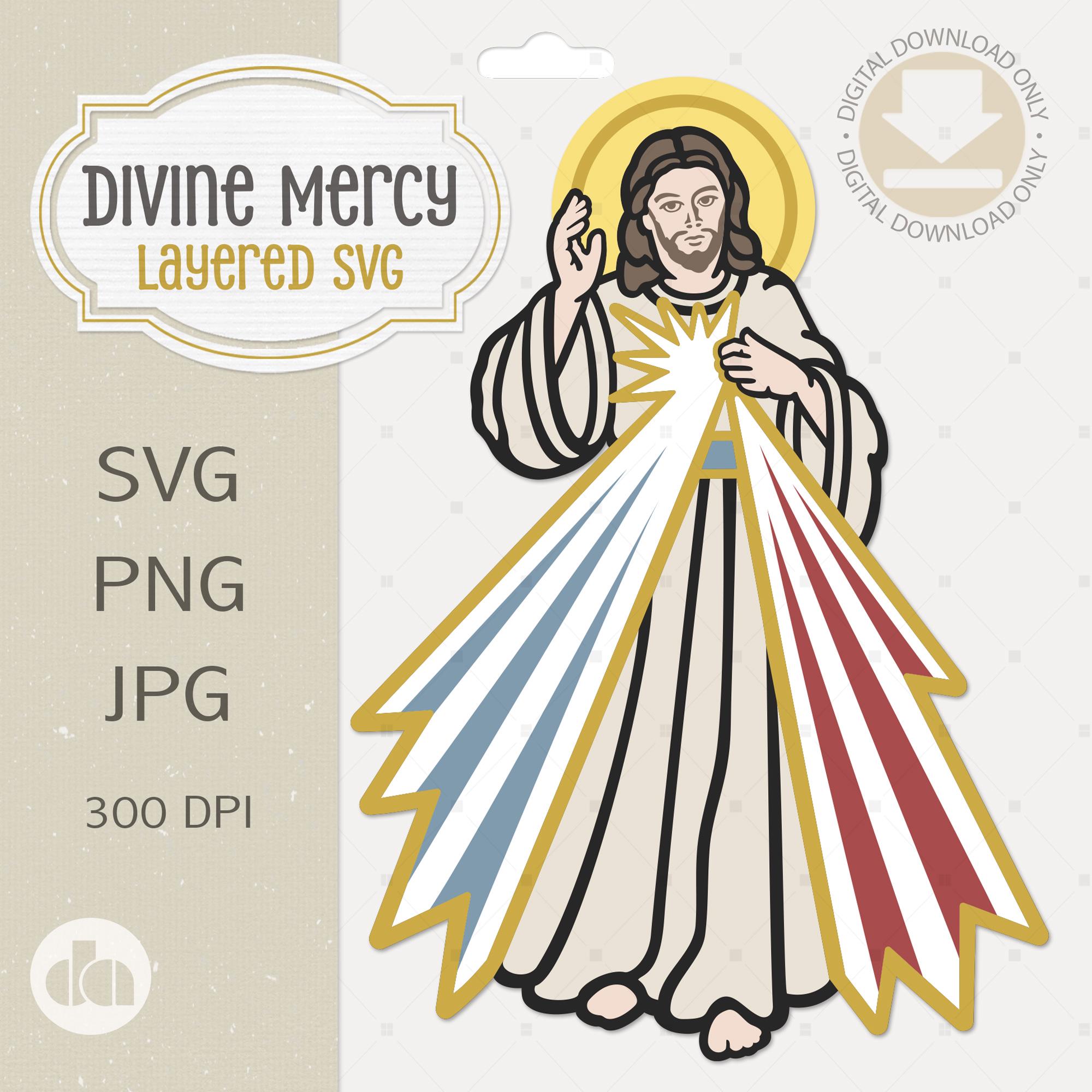 Mercy Cut Out Divine Mercy SVG: Layered Catholic Cut Files, Catholic Art Clipart ...