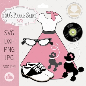 50's Poodle Skirt SVG: Layered Cut File, Clipart (Digital Download)
