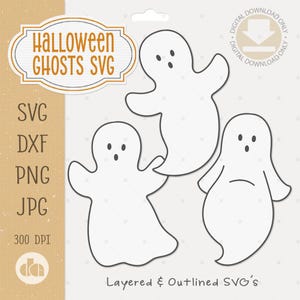 Halloween Ghosts SVG Cut Files: Cute & Spooky Ghost Clipart, Instant Digital Download