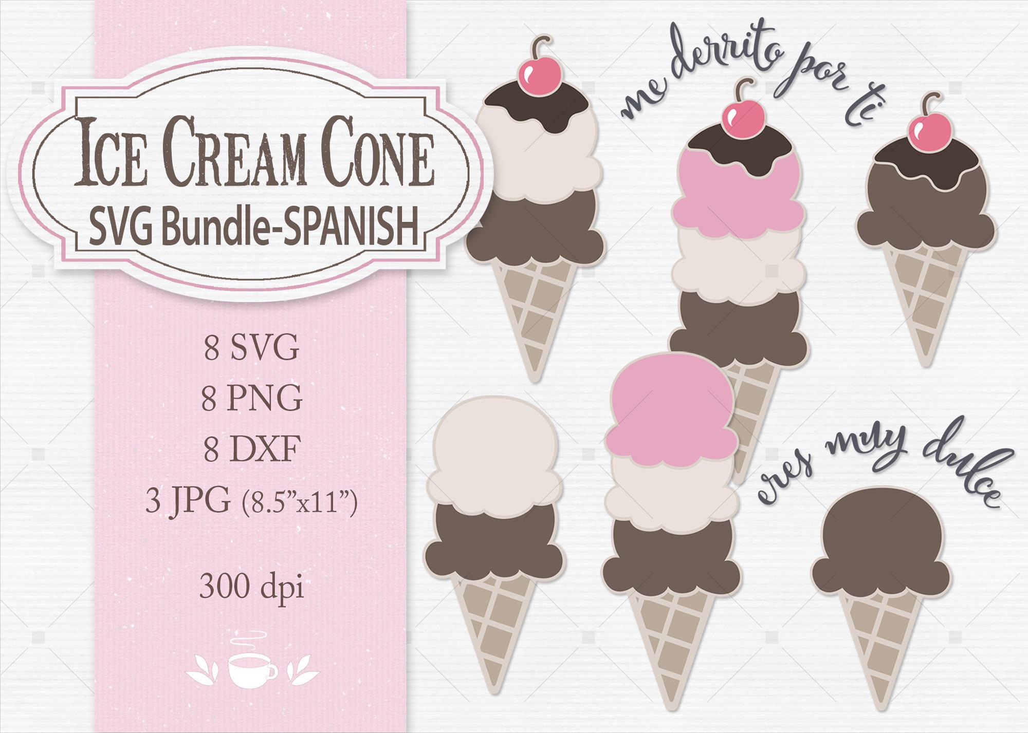 Ice Cream Cone spanish Layered SVG DXF Cut File PNG Etsy