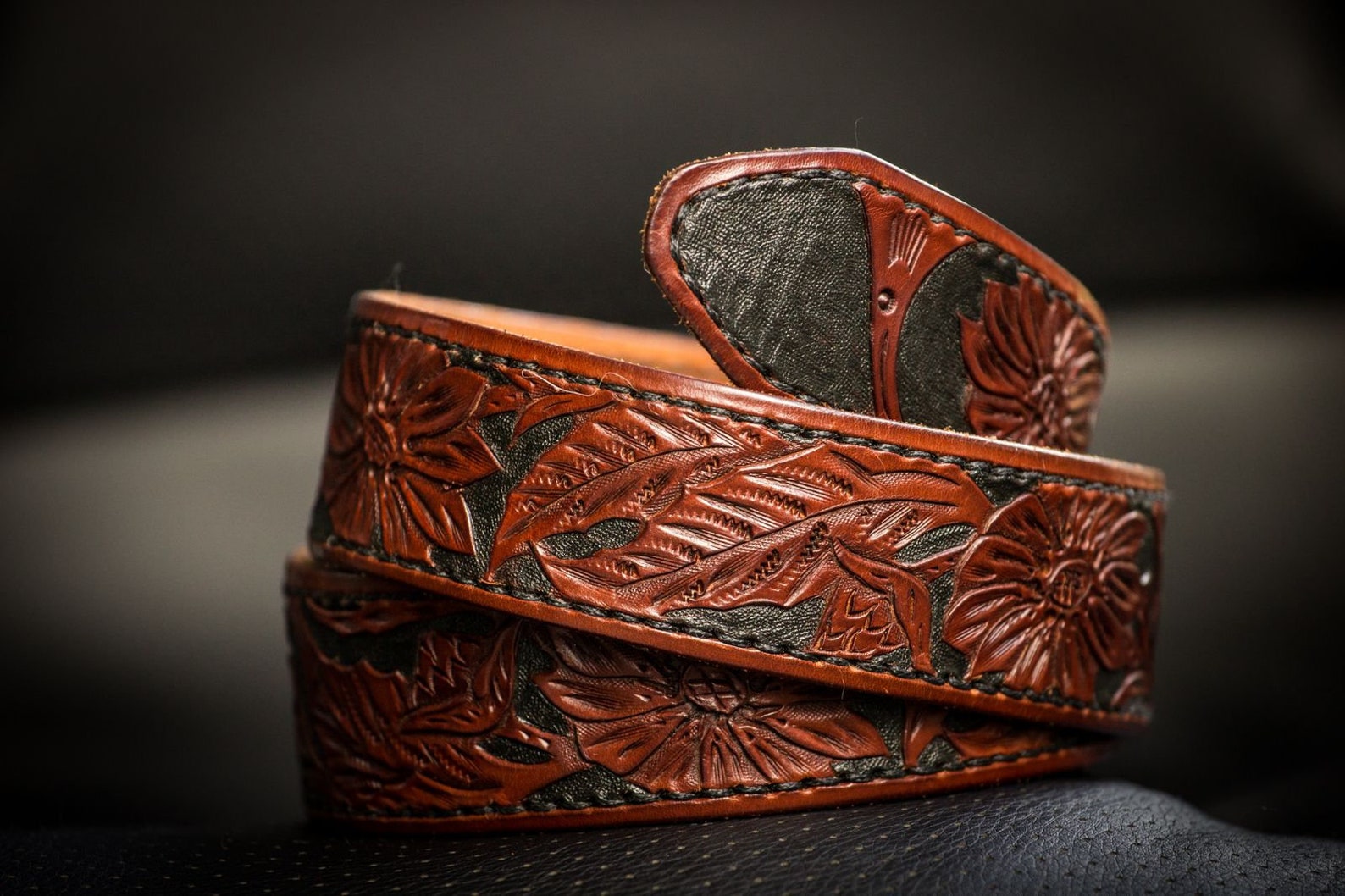 Sunflower Leather Belt Handmade - Etsy