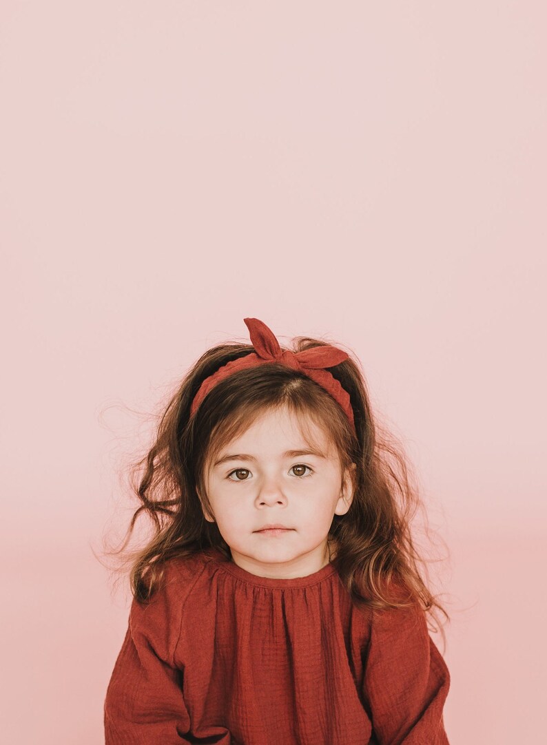 Burgundy Red Baby Bow Headband Muslin Top Knot Headband by LittleThings