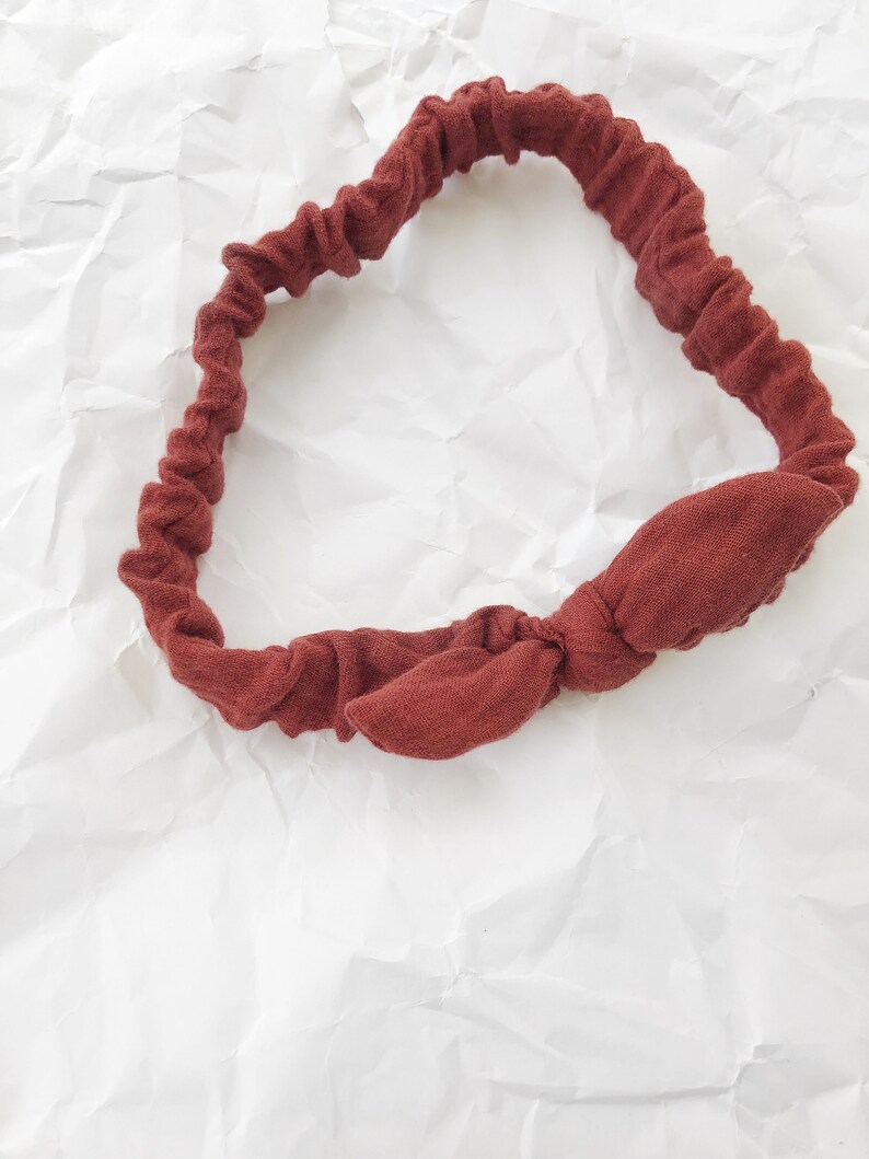 Burgundy Red Baby Bow Headband Muslin Top Knot Headband by LittleThings