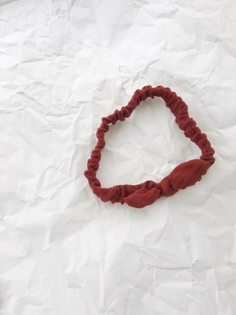 Burgundy Red Baby Bow Headband Muslin Top Knot Headband by LittleThings