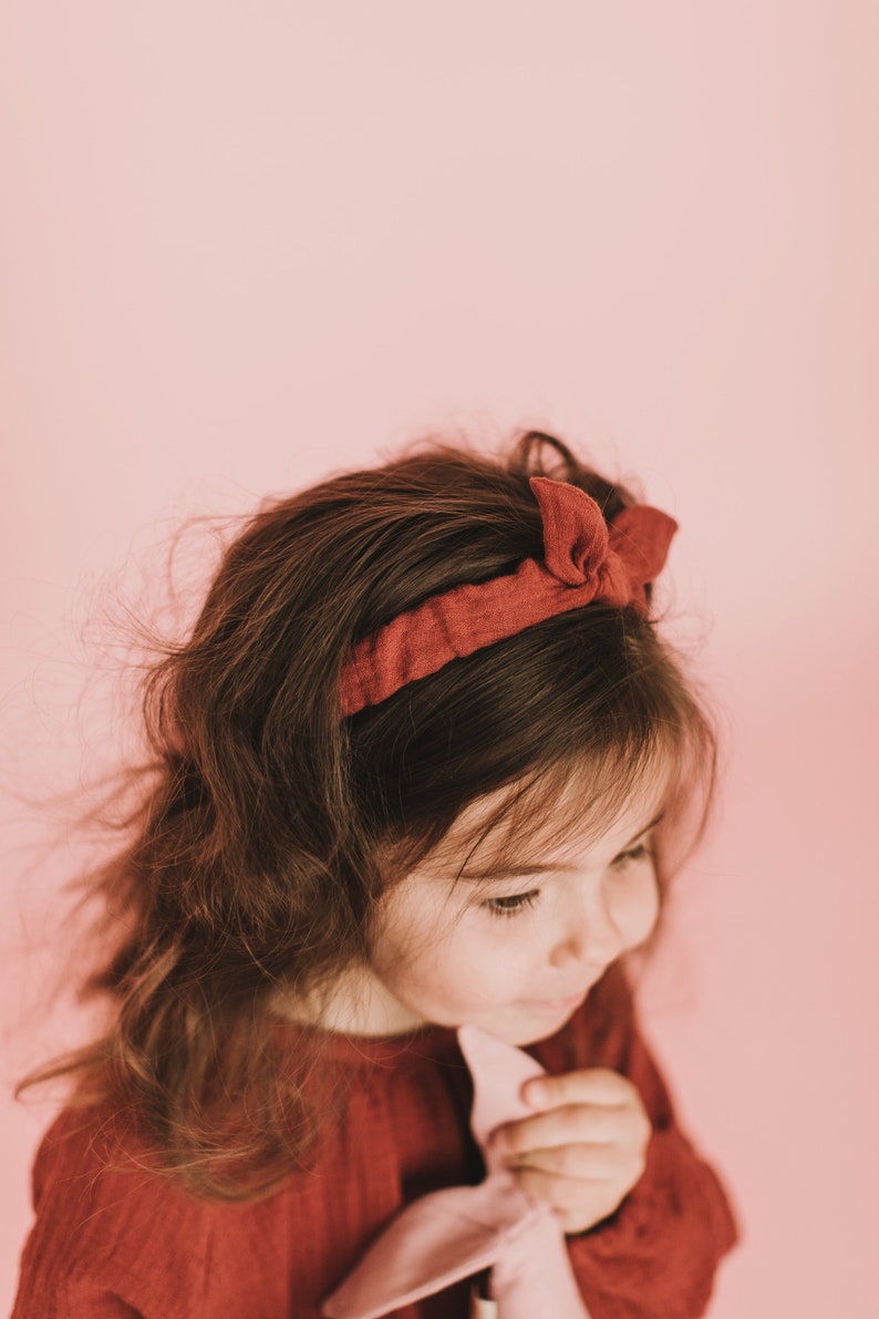 Burgundy Red Baby Bow Headband Muslin Top Knot Headband by LittleThings
