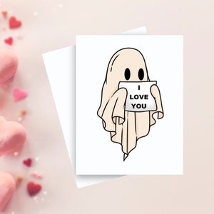 I Love You Retro Ghost Romance Valentine&#39;s Card