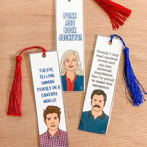 Parks and Rec Caricature Tassel Bookmarks