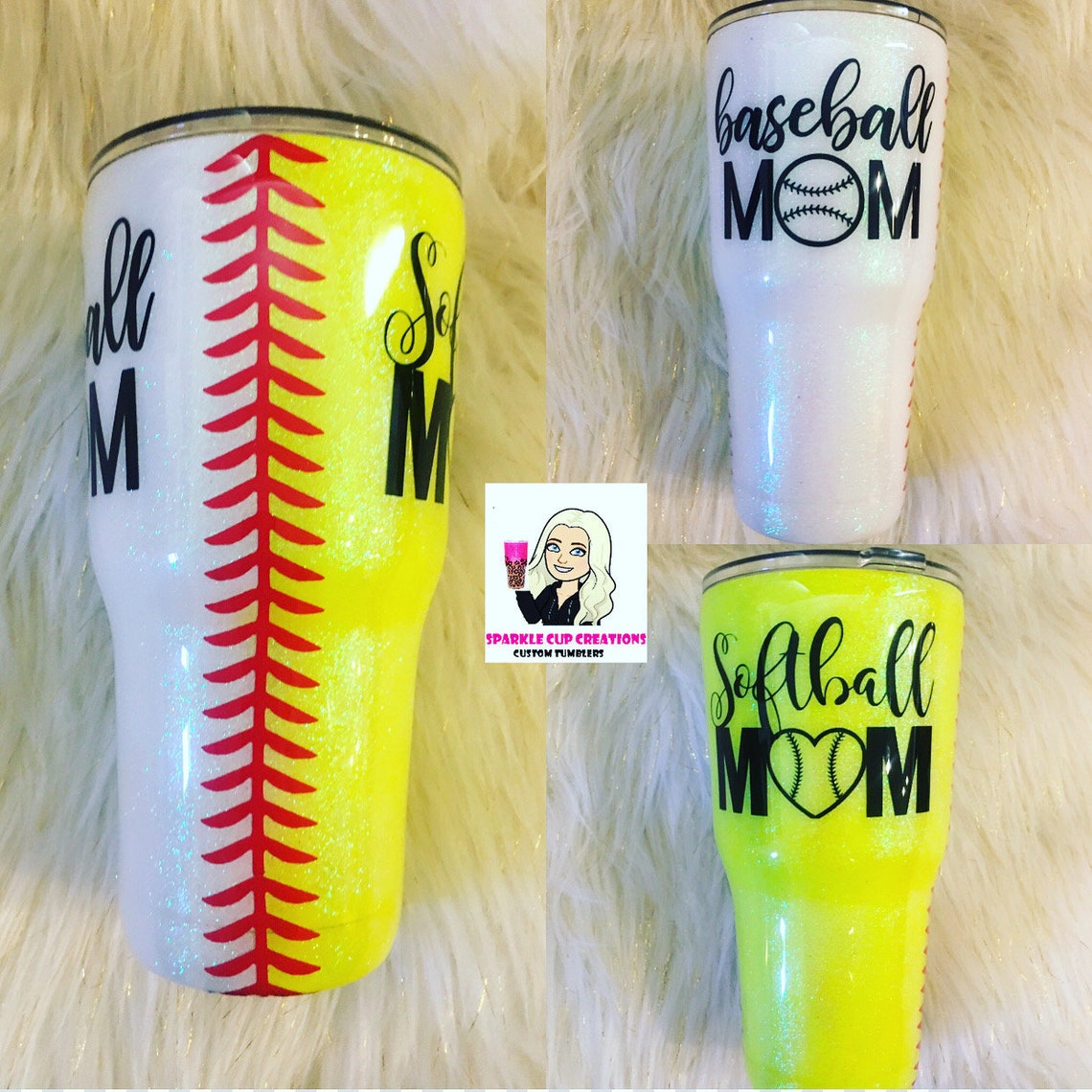 Baseball Softball Mom Glitter Tumbler Baseball Tumbler Etsy