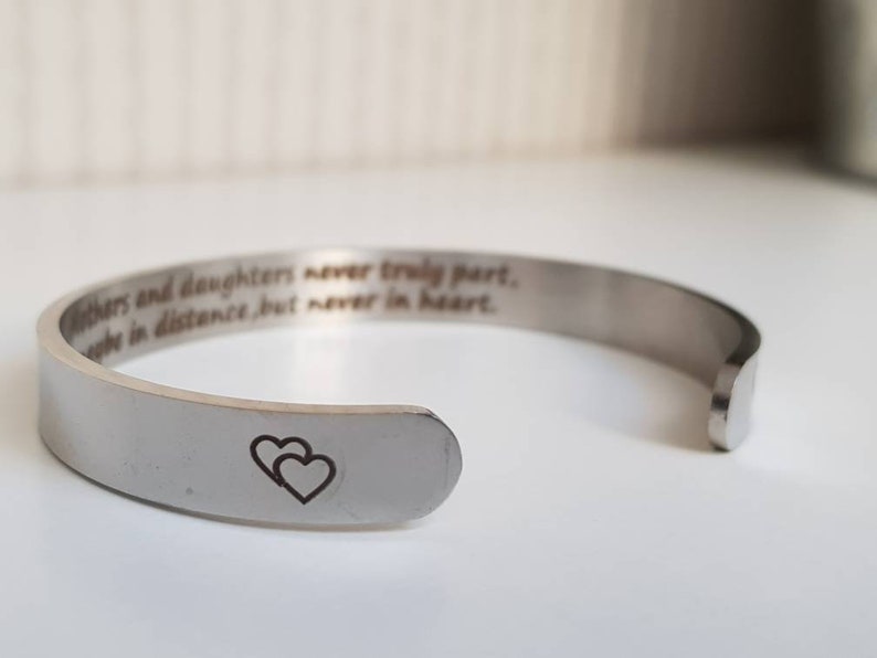 Mantra bracelet Daughter gift Mother/'s Day gift Engraved message cuff bracelet Mother and Daughter bracelet Leaving home Fresher gift