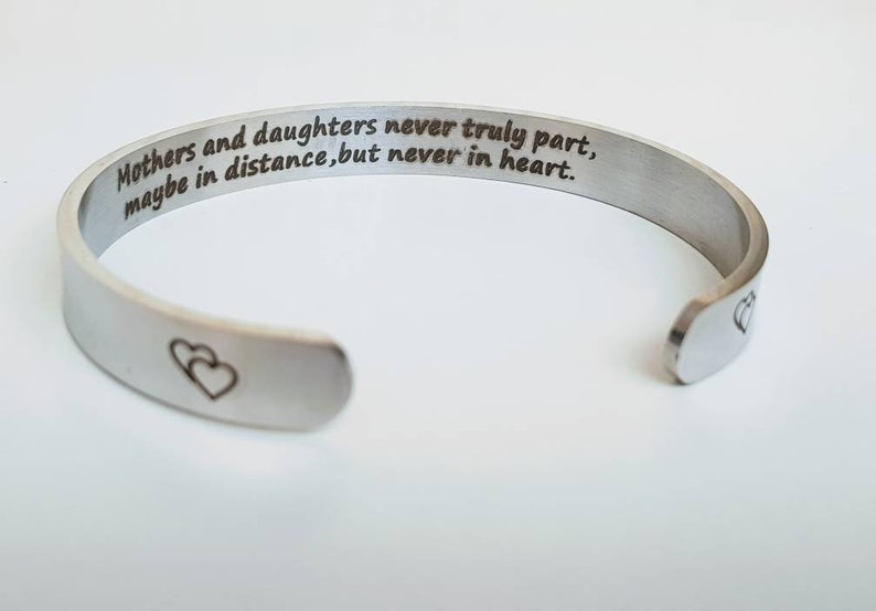 Mantra bracelet Daughter gift Mother/'s Day gift Engraved message cuff bracelet Mother and Daughter bracelet Leaving home Fresher gift