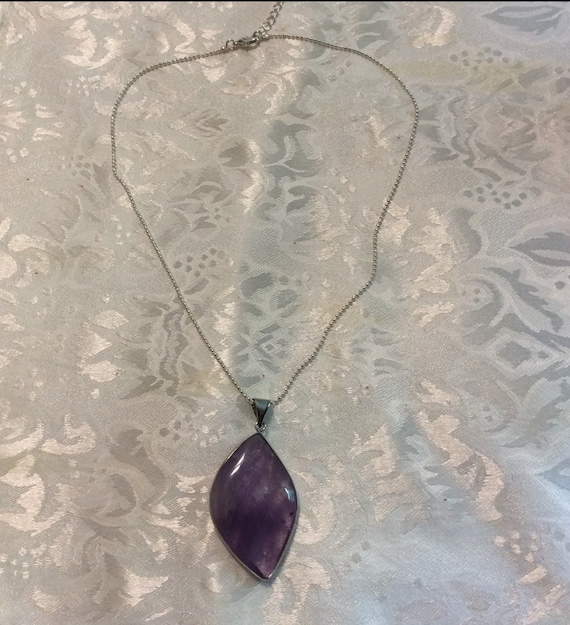 Genuine tumbled polished purple amethyst necklace