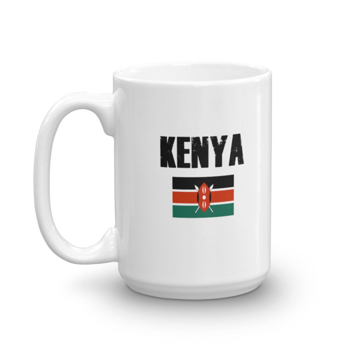 Vintage Distressed Style Kenya Flag Mugs Unique Coffee Mug, Coffee Cup