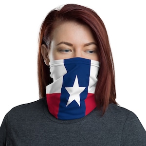 Neck Gaiter Washable  Fabric Face Mask - Unisex Face Shield - Headband - Neck Warmer - Bandana - Texas State Flag