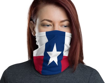 Neck Gaiter Washable  Fabric Face Mask - Unisex Face Shield - Headband - Neck Warmer - Bandana - Texas State Flag