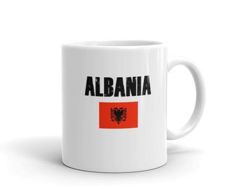 Vintage Distressed Style - Albania Flag  Mugs Unique Coffee Mug, Coffee Cup