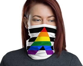 Straight Ally Pride Rainbow LGBT Flag Neck Gaiter - Face Mask