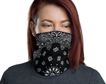 Neck Gaiter Bandana Mask  - Washable - Unisex Face Shield - Headband - Neck Warmer - Bandana Black
