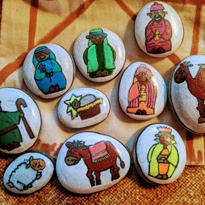 Painted Rock Nativity Story Stones, Montessori Christmas Gift - Etsy
