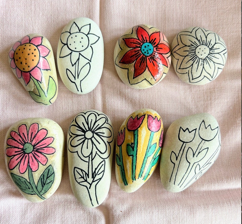 Adult Coloring Rocks Kit: Hand-drawn Patterns, Brush Pens - Etsy