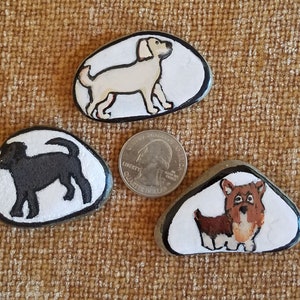 Hand-painted dog rock magnets, Perfect gift for dog lovers, Dog breed painted rock magnets, dog assortment story stones, Dog art image 6