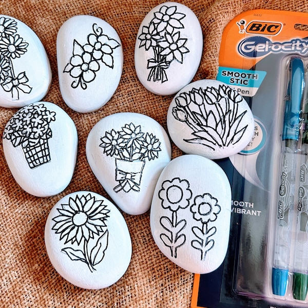 Painted rocks kit, Set of Adult coloring rocks, craft kit, Mother's Day gift, coloring activity, birthday, Christmas gift, Easter basket