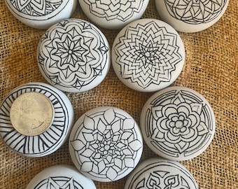 Set of 10 adult coloring rocks, zentangle painted rocks kit, DIY painted rocks, artificial painted rocks, small painted rocks kit