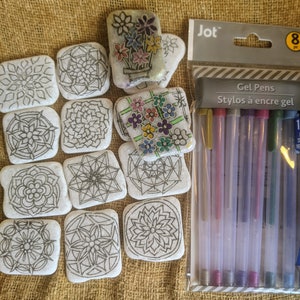 Painted rocks kit, Set of 10 Adult coloring rocks, craft kit for party, mandala painted rock, birthday gift, DIY magnet, kindness rocks