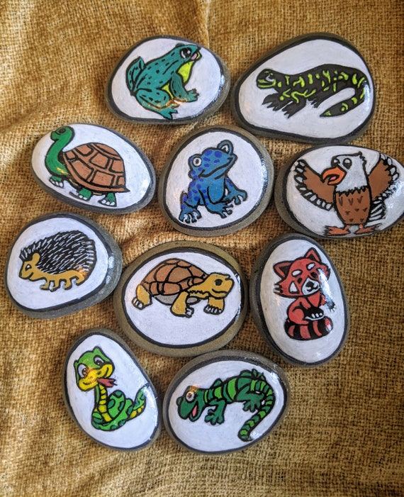 hand painted rock Animal oil painting best gift gift collection zoo ...