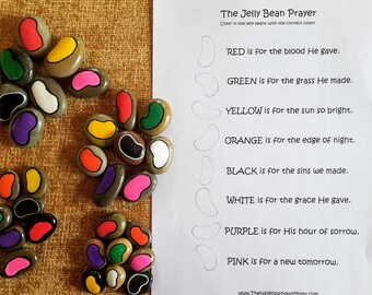 Jelly Bean Prayer rocks, Easter Gift for Kids, Easter basket filler, Colors of Easter Story Stones, Christian gifts for kids,  Easter basket