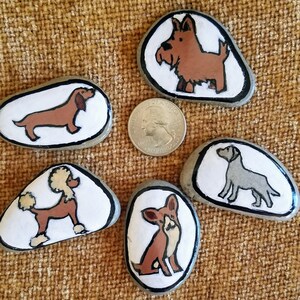 Hand-painted dog rock magnets, Perfect gift for dog lovers, Dog breed painted rock magnets, dog assortment story stones, Dog art image 5