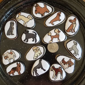 Hand-painted dog rock magnets, Perfect gift for dog lovers, Dog breed painted rock magnets, dog assortment story stones, Dog art 画像 2