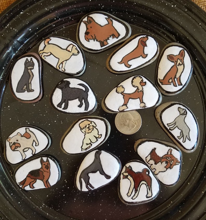 Hand-painted dog rock magnets, Perfect gift for dog lovers, Dog breed painted rock magnets, dog assortment story stones, Dog art 画像 2