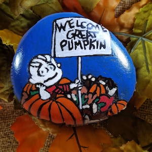 Great Pumpkin painted rock, Charlie Brown gift, Linus and great pumpkin rock, Halloween decor, Great Pumpkin,