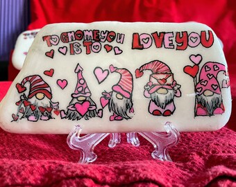 Valentine gnome, Valentine Gnome painted rock, Valentine's day gift, Gift for her, To Gnome you is toLove You, Gnome painted rock,