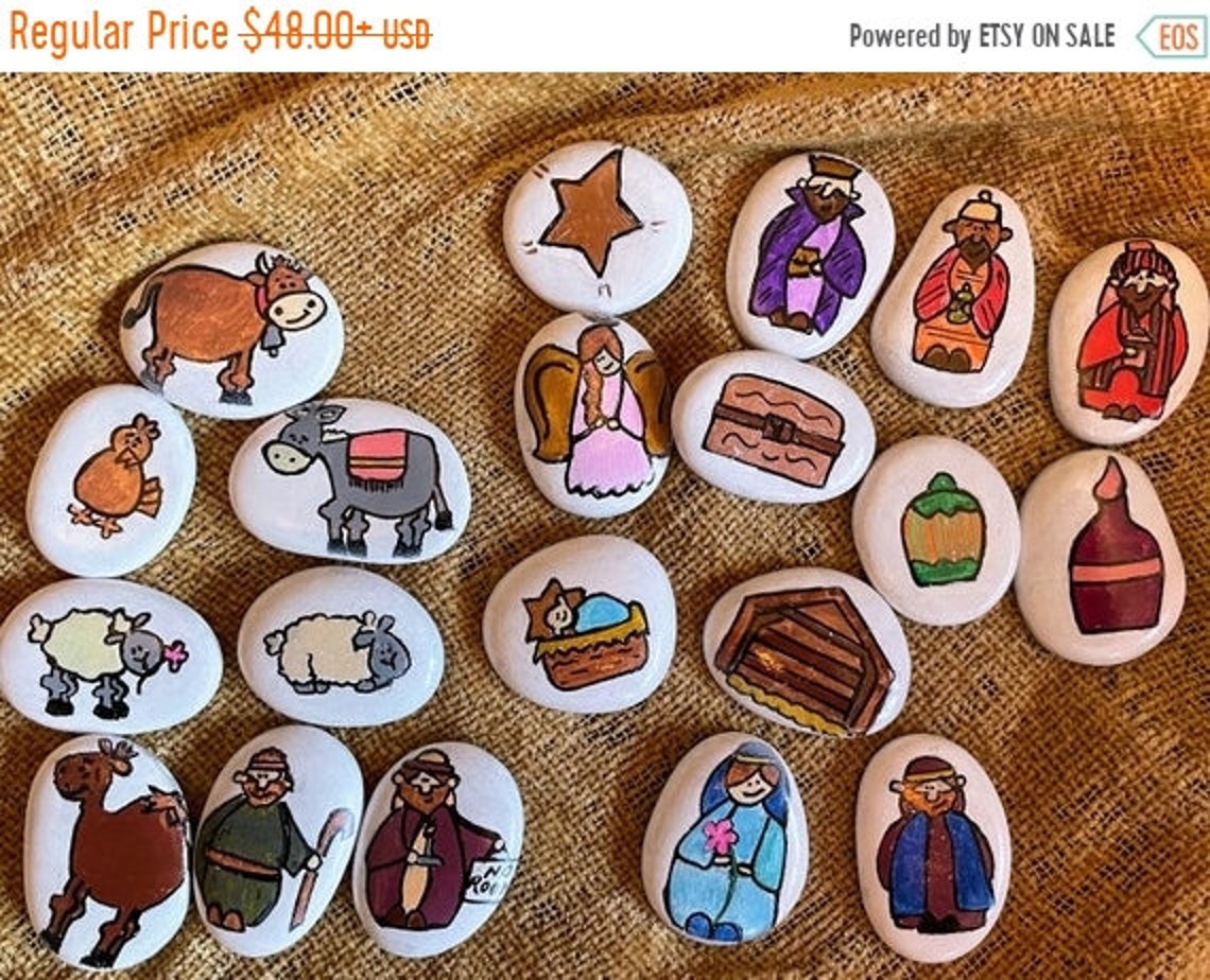 Painted Rock Nativity Story Stones Montessori Style Christmas - Etsy
