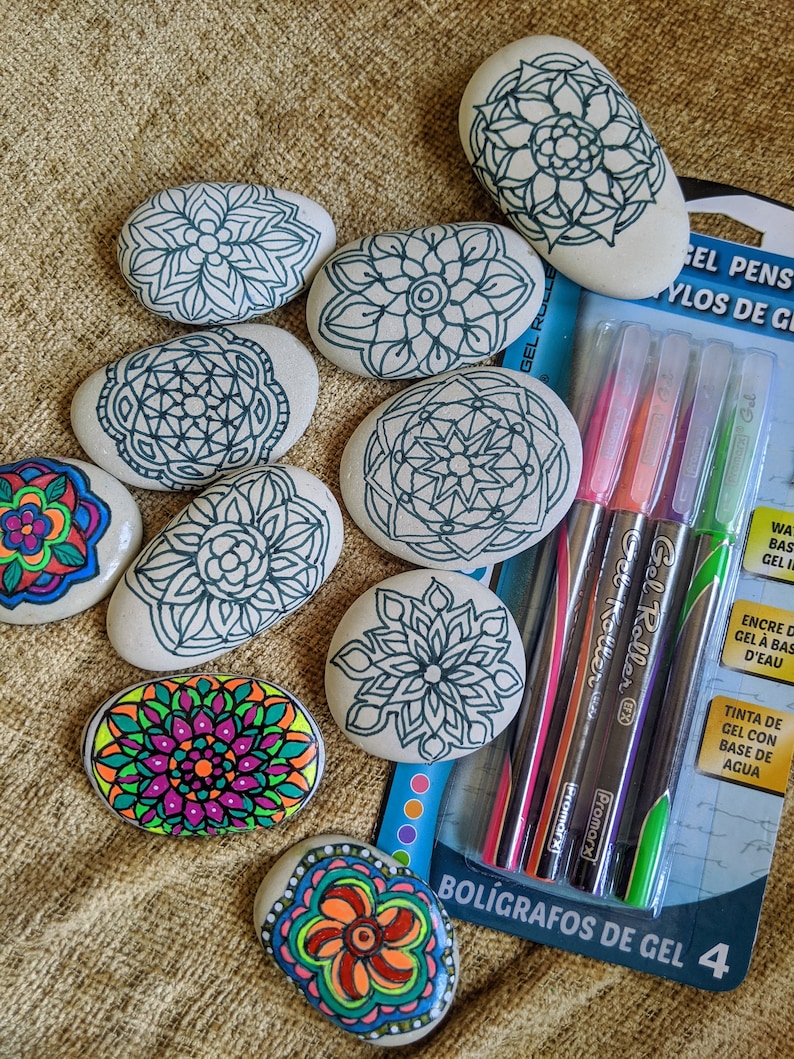 Painted rocks kit Set of 12 Adult coloring rocks craft kit Etsy