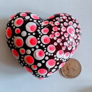 Heart Shaped Mandala Painted Rocks, Valentines Painted Rocks, Valentine ...