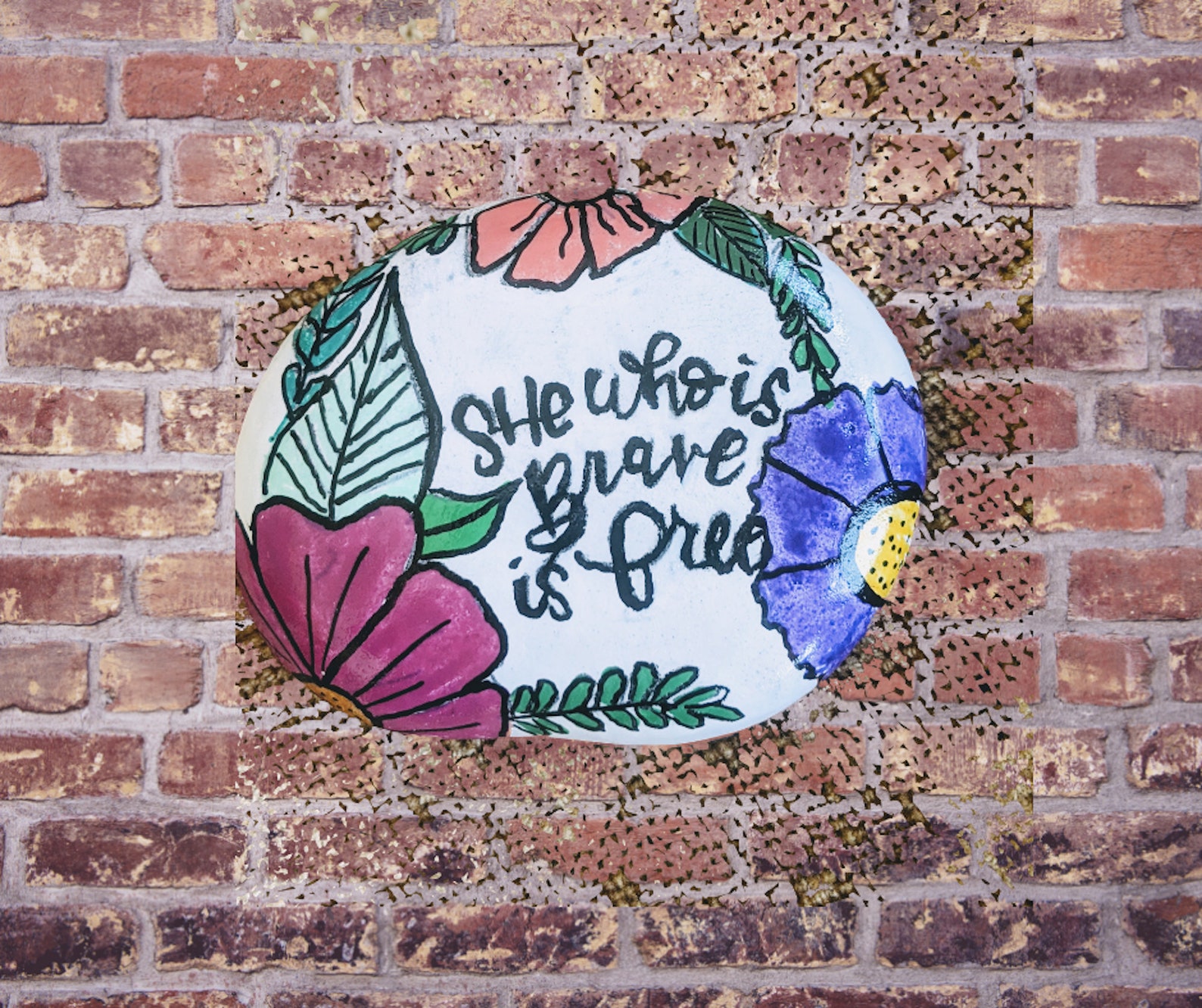 She Who is Brave is Free Painted Rock Inspirational Gift - Etsy