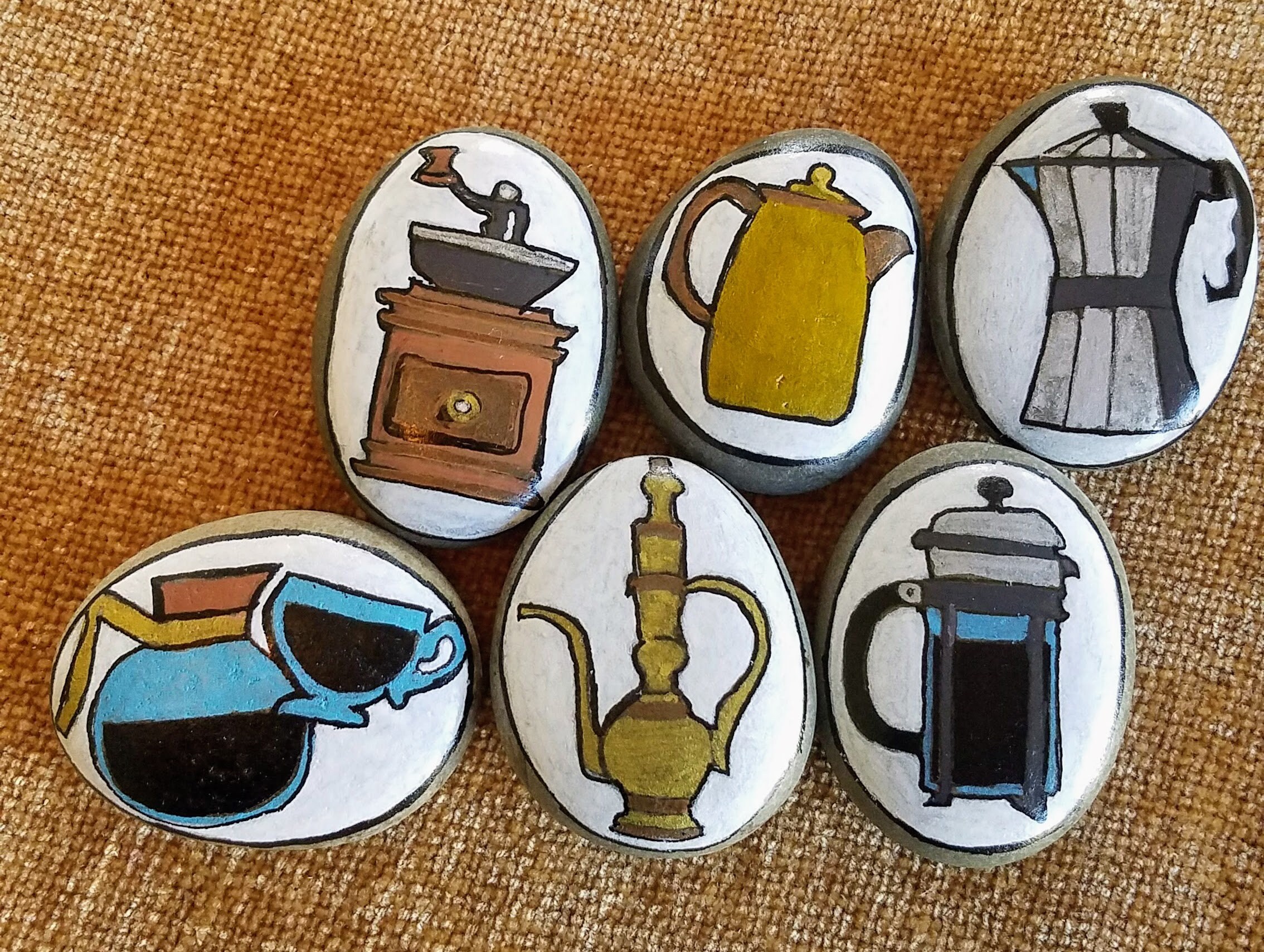 Handgeschilderde Coffee Rocks: cadeau voor koffieliefhebber, keukendecor