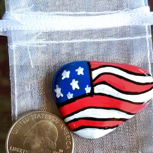 Small American Flag painted rocks | patriotic painted stones | Fourth of July decor | Veteran&#39;s day | Memorial Day | Red, White and Blue