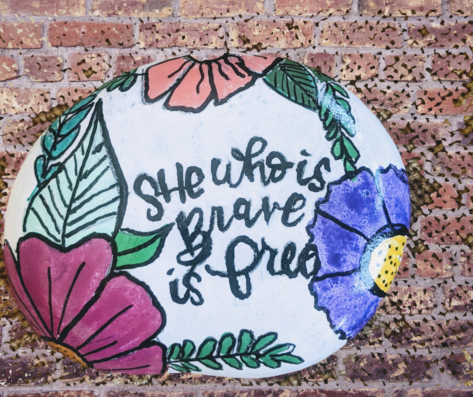 She Who is Brave is Free Painted Rock Inspirational Gift - Etsy