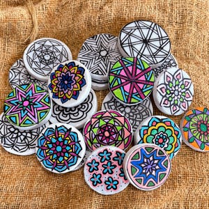 Adult Coloring Rocks Kit: Mandala DIY Craft, Kindness Stones (Set of 10)