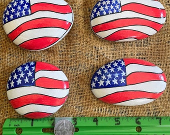 American Flag painted rock, patriotic painted stone, Fourth of July decor, Veteran's day, Memorial Day, Red, White and Blue