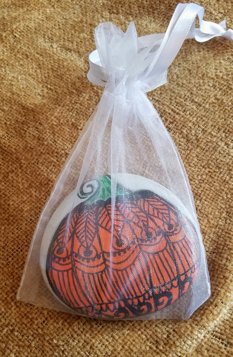 decorated pumpkin painted rock, Halloween decor, Fall decoration, unique Halloween decorated rock, Fall decorated pumpkin, Autumn home decor image 7